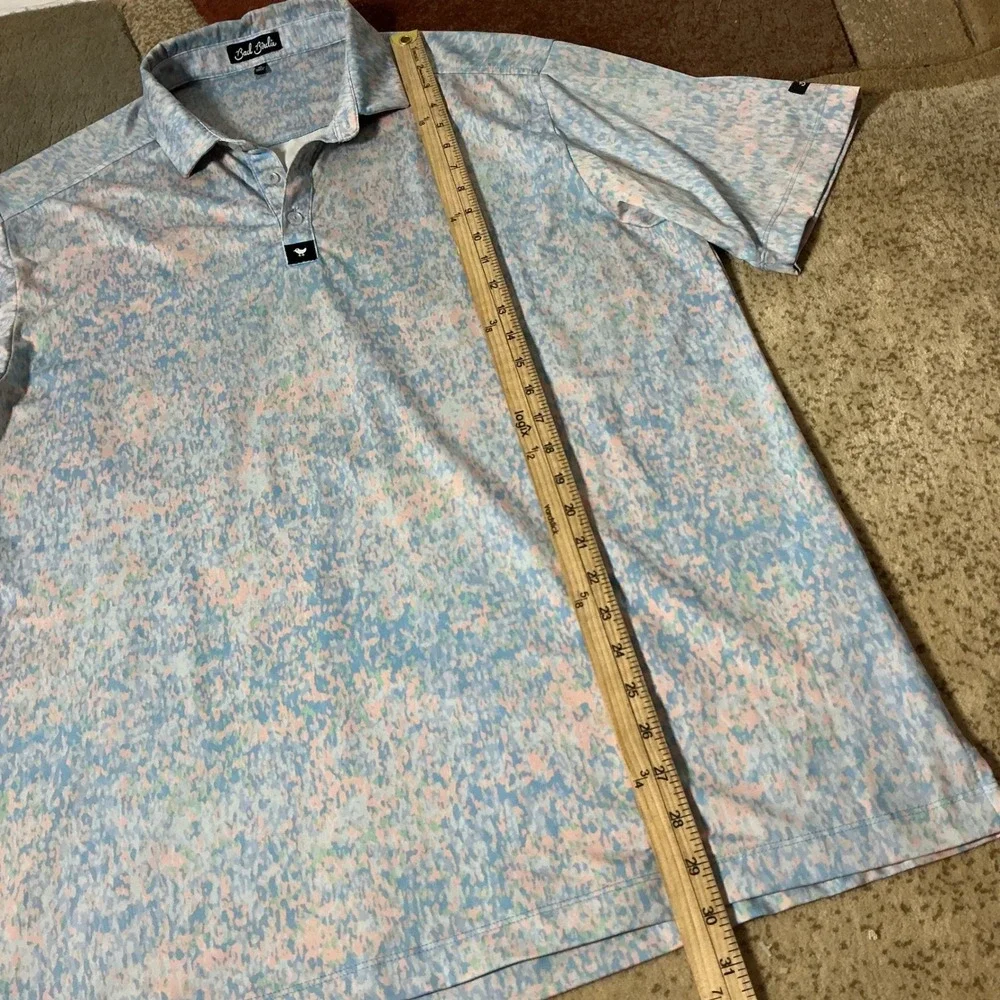 Bad Birdie Abstract Camo Performance Polo Mens XL Blue FW22F2-BBP001-252 Golf